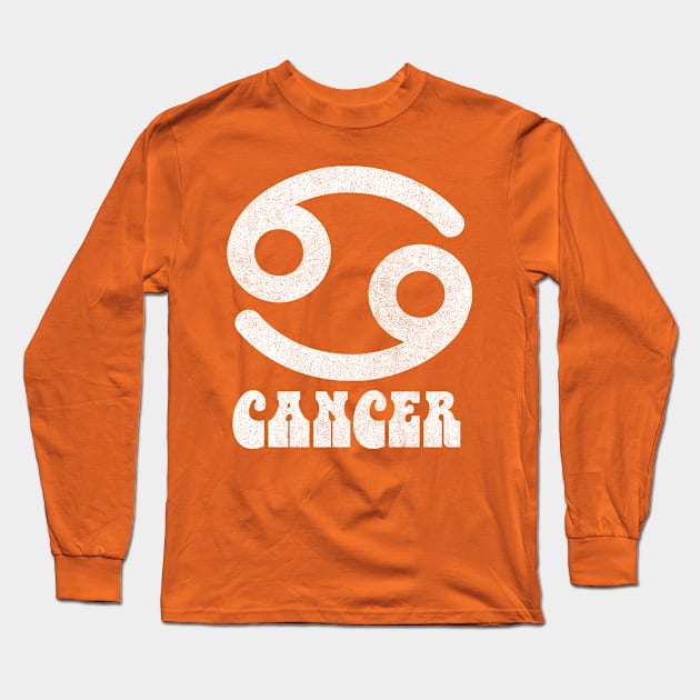 Cancer / Retro Zodiac Symbol Faded-Style Design Long Sleeve T-Shirt by CultOfRomance